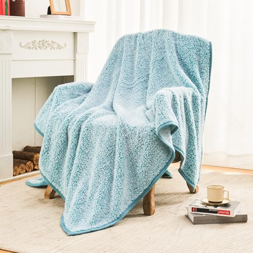 EMME Coperta in pile Sherpa, coperta morbida in peluche, calda e accogliente, a doppio strato, esperienza touch 3D, perfetta per letto, divano e divano, sedia (blu turchese, 228,6 x 228,6 cm) PInk