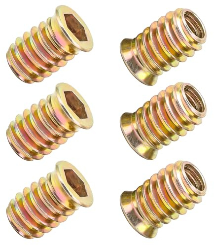 Qrity 20 Stück Einschraubmutter M6x12mm Gewindeeinsatz Holz | Einschraubmuffen Verzinkte Kohlenstoffstahl Innensechskant, für Holzmöbel, Reparatur, Einschraubhülse Gewindeeinsatzmuttern