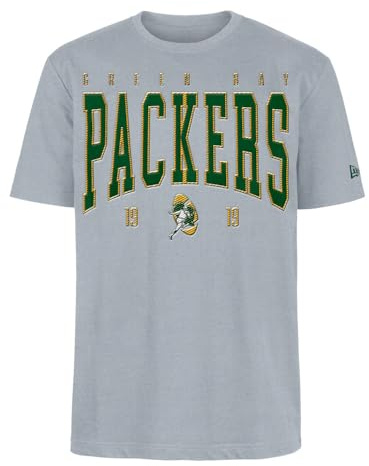Green Bay Packers Unisex NFL Oversized T-Shirt Satin Applique Patch Logo Green Bay Packers Heather Gray T-Shirt (1er Pack)
