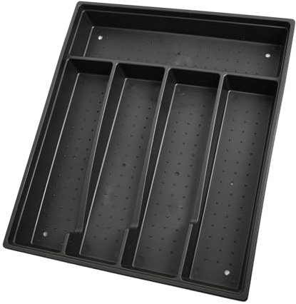 Husalsea 5 Fächer Besteckkasten Für Schubladen 34cm, Plastik Besteck Organizer, Cutlery Organizer, Leicht zu Verstauen Besteckkasten Klein, Besteck Organizer Schublade（Schwarz）