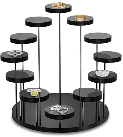 GZkushi Akryl parfym displaystativ, hylla för presentation av anime-figurer, kosmetika, hantverk, smycken, dessert (svart rund)