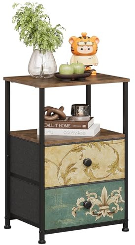 VEDECASA Comò con 2 cassetti e ripiano aperto, armadio con cassettiera, tavolo da trucco bohemio, armadio portaoggetti, comodino, tavolino per soggiorno e camera da letto, struttura in acciaio stabile