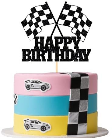 GVSS Deco Kuchen Rennauto 13 x 16 cm, Deko für Torte Cars, Dekoration für Geburtstag, Autos, Cupcake-Topper, Dekoration von Torten Cars, für Geburtstage von Mottopartys