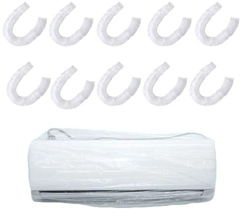 NentMent 10 Pack Air Conditioner Covers Inside Wall Mounted AC Unit Wind Proof Dust Cover Disposable Stretchy Clear Film for Mini Split Air Conditioners Heat Pump System Prevent Cold Air Through
