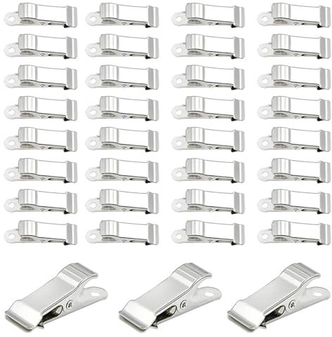 CRZQXOUR 35pcs Metal Mini Alligator Clips, Spring Clamps, Sturdy, Non-Slip, Portable, Silver, Classic, Suitable for Clothes, Photos, Home Office School