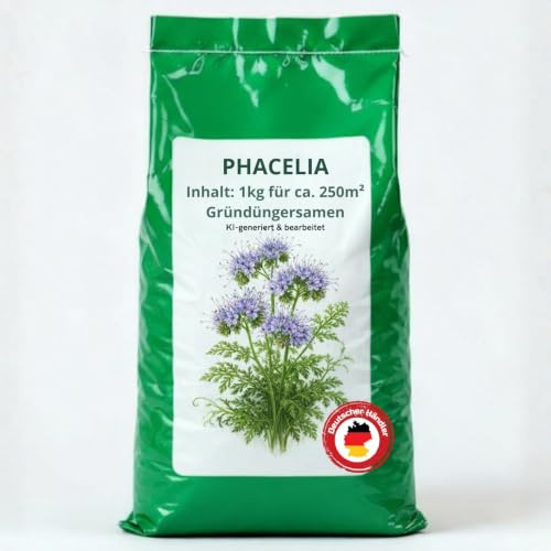 Gründüngersaat Phacelia Bodengesundheit nachhaltig verbessern, Bodenlockerung, Bienenfreundlich (1kg für ca. 250m²)