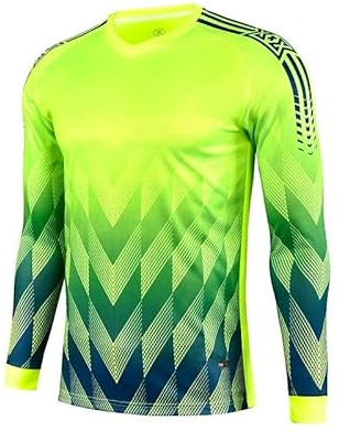 RenDiuJups Torwarttrikots for Kinder, Herren und Damen, Fußball, Torwartbekleidung, Ellenbogenschutz, Langarm, Schwammpolster, Wettkampftraining, Herren-Torwarttrikots(Green,4XL Height 185-190CM)