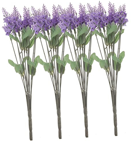 GOOHOCHY 4 Stück Lavendel-Strauß künstliche blumenstrauß kunstblumenstrauß dekoring Weihnachten blumenstecker getrocknet eingetopft Plastikpflanzen DIY-Simulationsanlage Seidentuch Violet