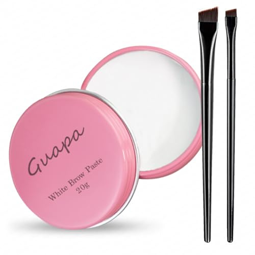 Pasta Bianca per Mappatura Sopracciglia 20g, Pasta Contorno Labbra, Strumento Posizionamento Forma, 2 Pennelli Sopracciglia, Strumento per Schizzo e Contorno Sopracciglia e Labbra (Kit-2-Pink Box)