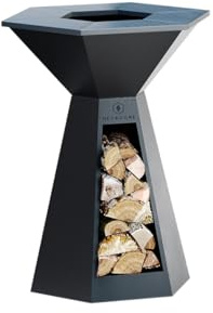 Brasero-Plancha Agape Noir Ø85 - Plaque de Cuisson extérieure, jusqu'à 12 Personnes, certifié Contact Alimentaire, Fabrication française