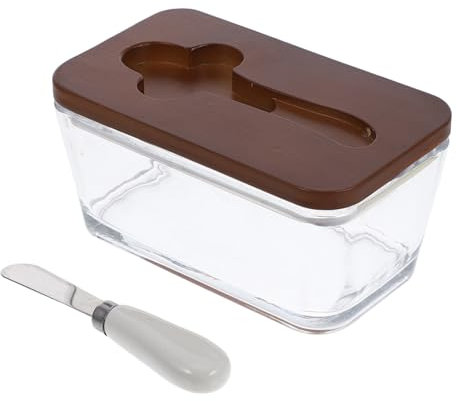 Hemobllo 1 Set Burriera Vintage Burriera Da Banco Con Coperchio Rettangolare Da Banco Per Frigorifero In Bambù Marrone