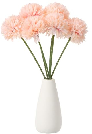 sourcing map 6pcs Artificial Chrysanthemum Ball Flowers Faux Chrysanthemum Flowers Bouquet Silk Fake Mum Flower for Home Garden Wedding Party Decoration, Pink