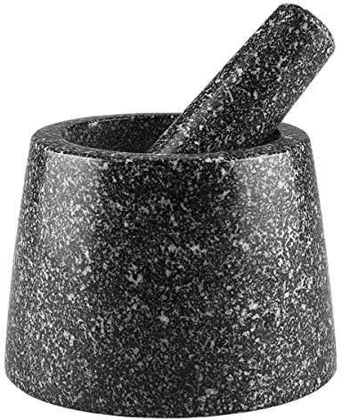 ZJFHEYUO Ensemble de mortier et Pilon en Pierre Naturelle Solide de qualité supérieure, broyeur à épices, graines, sel et Poivre, Facile à Utiliser et expérience de broyage confor