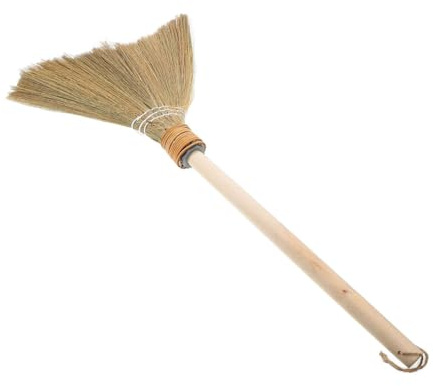 Mikinona Balai Asiatique Tressé à Fouet Naturel Grand Format 64 Cm 0,25 Kg avec Manche Détachable en Bois Balai Poils Souples pour Ménage Intérieur Salon la Cuisine Bureau
