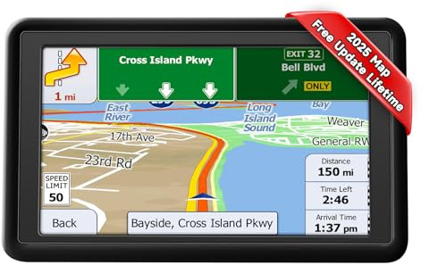 Car Sat Nav, 5 inch GPS Navigator for Car, Truck, HGV with 2025 UK Maps, Lifetime Updates, HD Touchscreen, Voice Guidance, Lane Guidance Assist, POI