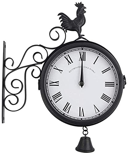 NTALJC Orologio da parete all'aperto resistente alle intemperie, orologio da giardino a doppia faccia, cronometri numerici semplici creati creativi della moda