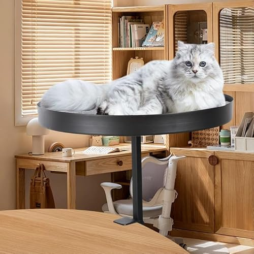Katzenbett für Schreibtisch, Hängebett für Katzen mit Weicher Haustier-Kissen, 30cm Tisch-Katzenständer bis 20 kg, Kein Bohren 0-30cm Höhenverstellbares Platzsparend, Katzenkorb für Home office