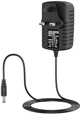 AC to DC 12V 2A Power Adapter Supply, Plug UK 5.5mm x 2.1mm, for CCTV Cameras DVR NVR and more (Black)