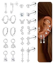 Dochais 11 par örhängen kvinnor öronpiercingar kirurgiskt stål guld örhängen silver ring örhängen helix tragus brosk multi hypoallergeniska piercingar för kvinnor och män, 6mm, Rostfritt stål