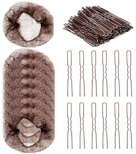 20 pezzi di rete per capelli da danza per bambini, con 50 pezzi pinze per chignon da danza classica, kit per acconciature per bambini e ragazze, accessori invisibili elastici per capelli, per donne
