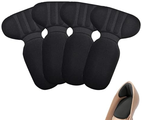 2 Pairs Heel Cushion Pads Set, Mesh Adhesive Heel Grips Inserts, Anti-Blister Heel Protectors for Boots and Loose Shoes, Black