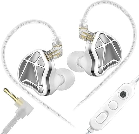 KZ AXAS Auriculares In Ear Gaming, IEM Auriculares con Micrófono para Juego de Disparos en Primera Persona (FPS), In Ear Monitor HiFi para juegos y música, Cable IEM Desmontable chapado（ 2 polos）