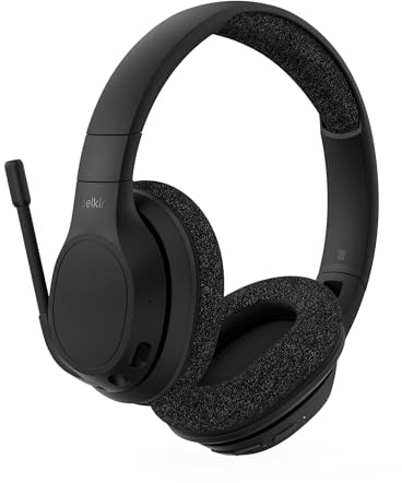 Belkin SoundForm Adapt Wireless Headphones with Microphone, Over-Ear Headset with Built-in Boom Mic, Multipoint Connection, ENC, 65H Battery Life - For iPhone, iPad, Galaxy, Pixel and More - Black