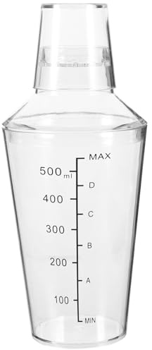 Luxshiny Coctelera de Plástico Transparente 530 Ml Escala Visible, Vaso Mezclador Portátil y Sellado, Batidora de Mano para Bebidas y Cócteles en Casa y Bar