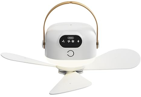 Ventilateur de plafond amovible à piles 2400 mAh avec télécommande, éclairage de camping pour tentes extérieures, ventilateur rechargeable