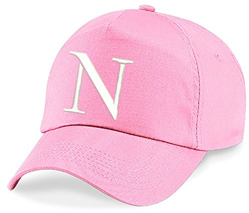 4sold Barn broderad bomull sommar solhatt barn skolbarn kepsar sport hatt Alfabet A-Z pojke flicka justerbar basebollkeps rosa., N, en storlek