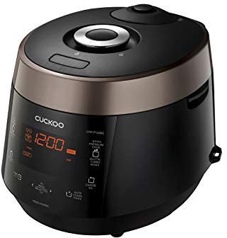 CUCKOO CRP-P1009S programmierbarer Dampfdruck Reiskocher, Schnellkochtopf, Schongarer aus Edelstahl Schwarz
