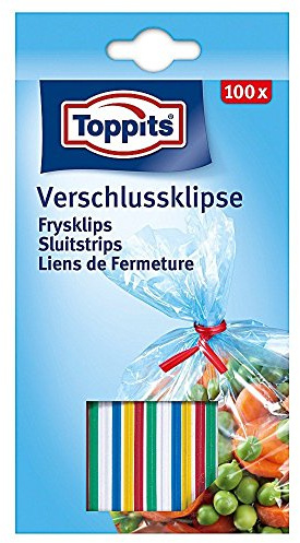 Toppits 100798 Verschluss-Clips, je 8 cm lang, mehrfarbig, 200-teilig (2 Sets à 100 Teile)