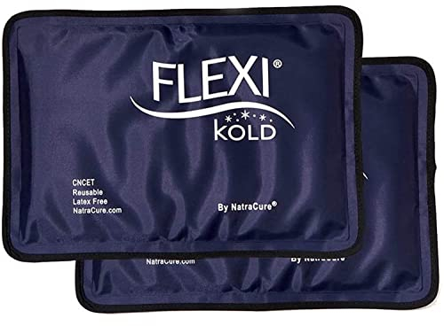 FlexiKold Gel Soft Flexible Ice Packs for Injuries - Reusable Freezer Cold Pack, Cold Compress & Cooling Gel Pad for Face, Shoulder, Hip, Leg, Arm, Ankle & Foot Injury – Medium 2PK – 19 cm x 29 cm