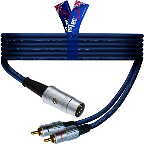 1STec 10m 5 Pin DIN Stereo Audio Cable with 2 RCA Phono Plugs. This Cable is suitable for connecting various audio sources to B&O Naim Quad or similar Amplifiers (RCA-DIN, 10 Metre)