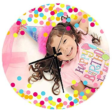 Reloj de Pared Personalizado Circular Patron Confeti 20x0,5 cm con tu Propia Foto | Reloj de Madera con Foto, Texto o Imagen | Regalo Original