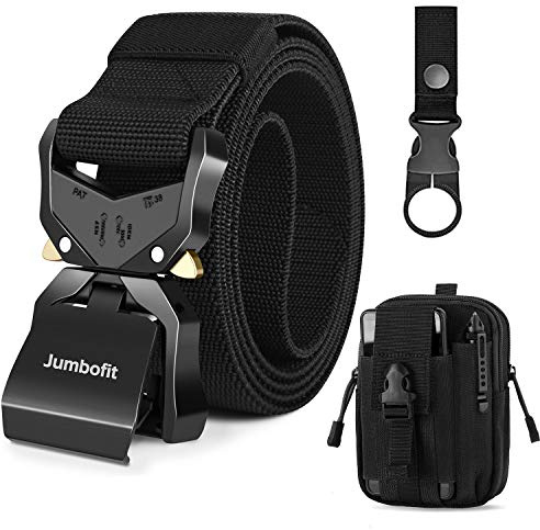 Tactical Belt for Men and Women, Jumbofit Military Work Belt Nylon with Quick-Release Buckle, Gift with Molle Pouch & Clip