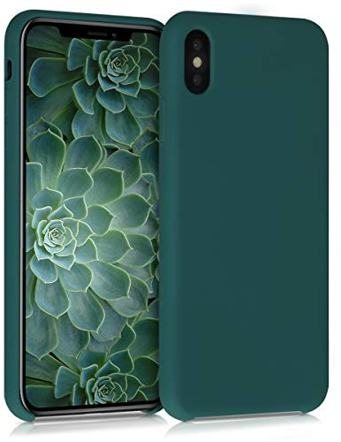 kwmobile Cover per Apple iPhone XS Max Custodia - Back Case per Smartphone in Silicone TPU - Protezione Gommata - verde bottiglia
