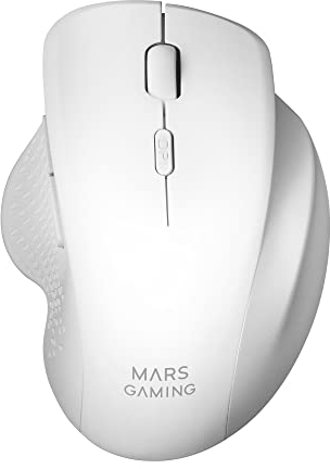 Mars Gaming MMWERGO, Ratón Inalámbrico Ergonómico, Sensor Óptico 3200 dpi, Switches Mecánicos KAILH, Ahorro Energía, Multiplataforma, PC, Mac, PS5, Xbox, Blanco