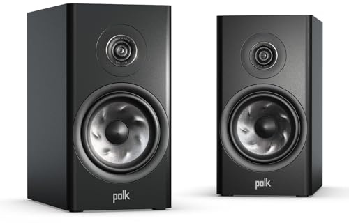 Polk Reserve R100 Bookshelf Speakers Black | Home Stereo Speakers, 1 Pinnacle Ring Tweeter & 5.25 Turbine Woofer, Hi-Res, Dolby Atmos & IMAX Enhanced, Wall Mountable