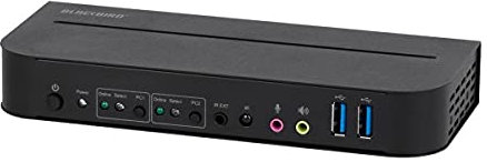 Monoprice Blackbird 4K Displayport 1.4 USB 3.0 2x1 KVM Switch, 4K@60Hz, HDR, YCbCr 4:4:4, HDCP 2.2, Share 2 Computers with 1 Keyboard Mouse Monitor Printer