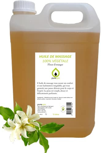 Purespa Huile de Massage végétale parfumée - 100% Massage Naturelle exotique (Oranger, 5 Litres)
