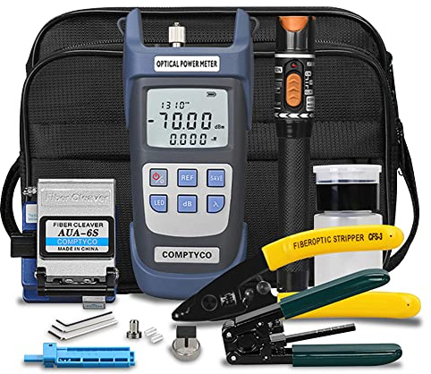 Guakiili Kit de Fibre Optique FTTH avec 6S Couperet, 70dBm~ + 10dBm Compteur de puissance optique et 10mW échec optique avec coupe-fibre et outil de dénudage pour testeur de câble