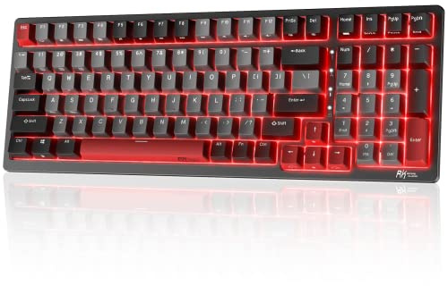 RK ROYAL KLUDGE RK98 Gaming Keyboard, Wireless Mechanical Keyboard 100 Keys Tri-Mode BT5.1/2.4G/USB-C Full Size Hot Swappable Custom Keyboard with Numpad RGB Backlit, Massive Battery, Silver Switch