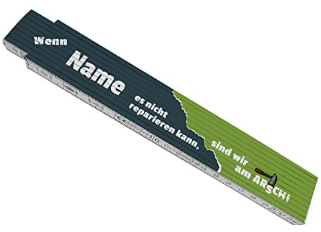 Wenn Papa es nicht reparieren kann sind wir am Arsch! Meterstab aus Holz - personalisiert mit Papas Namen - Zollstock mit Spruch zum Vatertag oder Geburtstag für Dad und Opa für Handwerker Baustelle