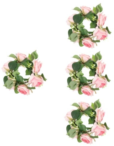 Warmhm 4stücke Künstlicher Rosenkranz Für Hochzeiten Dekorativer Kerzenring Aus Kunstblumen Für Tischdekoration Und Kreative Fotos Vielseitig Einsetzbar Für Verschiedene Anlässe