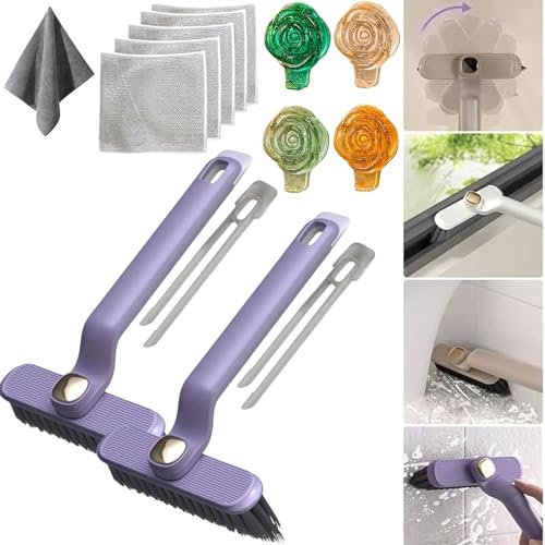 Hartborsten Eckenreinigungsbürste,2 Stück Spaltreinigungsbürste und Fugenbürste Hartborsten Eckreinigungsbürste Eckbürste,360 Grad Eckenreiniger Bürste,Hartbürsten Ecken für Bad/Küche/Wand (Lila)