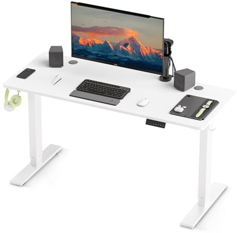 HOMAVO Höhenverstellbarer Schreibtisch 120x60cm,Schnelles Laden USB-A/Typ C,Elektrischer Schreibtisch mit Memory- und Rebound-Funktion(70–119 cm)