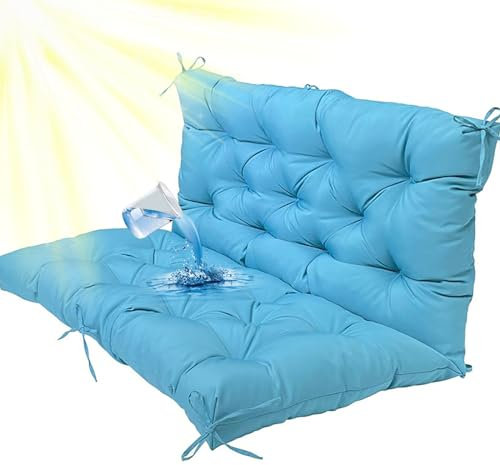 NNSMUN Gartenbank Auflagen Sitzkissen für Hollywoodschaukel, Gartenschaukel Auflage, Sitzbank mit Rückenlehne, Polster für Lounge (Blau,150x100x10CM)