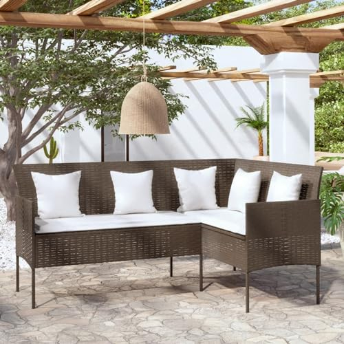 Faroom Poly Rattan Ecklounge Eckbank Lounge Gartenmöbel Set Gartengarnitur Balkon Lounge Klein Sitzgruppe Ecksofa Terrasse Sitzecke Eckgarnitur Couch-Eck Braun