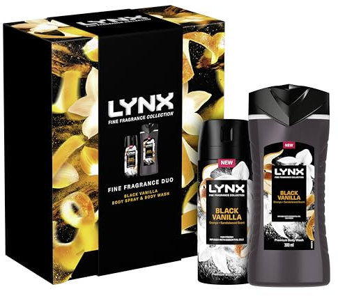 Lynx Black Vanilla Fine Fragrance Duo Gift Set with a Body Wash & Body Spray Deodorant